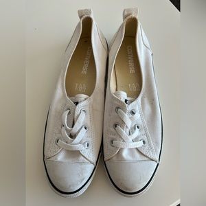 Converse White Slip-On Ballet Flats, Sz 9